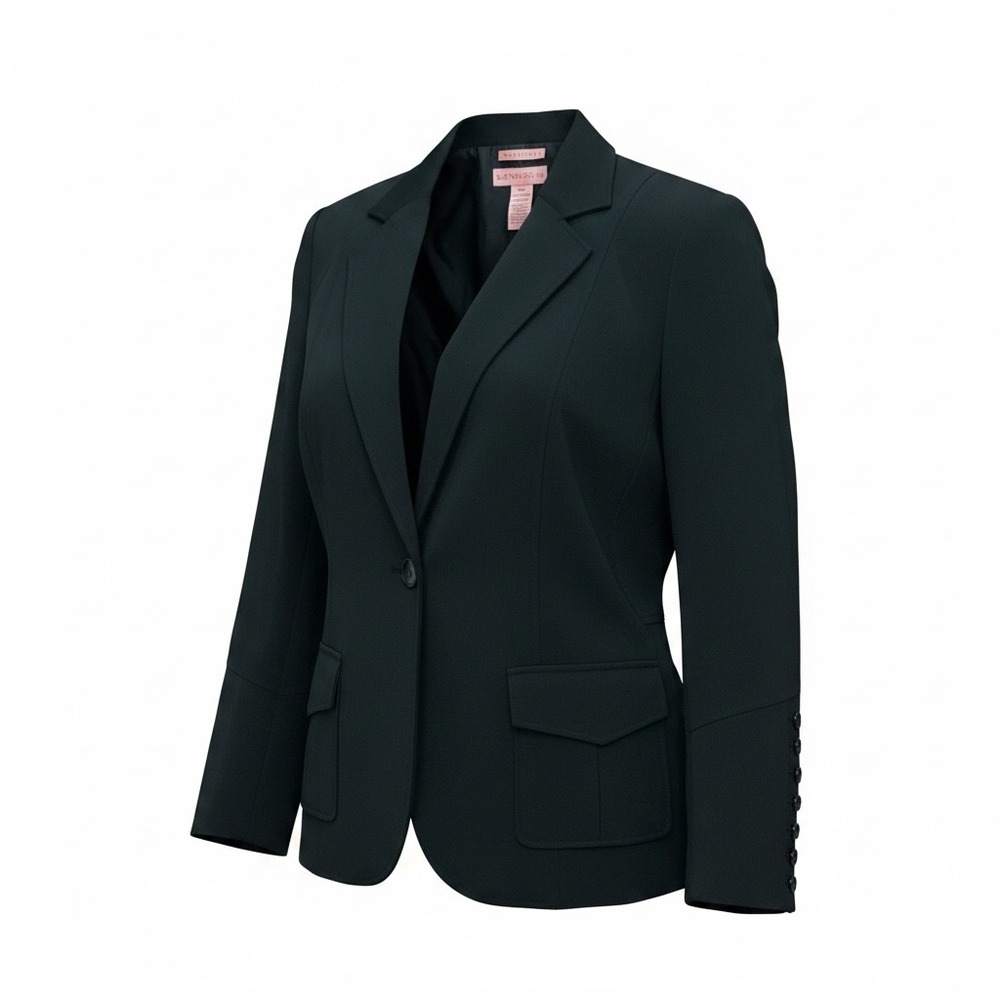 Bandolino Woman Blazer Black Stretch Single Button Flap Pocket Jacket 18W